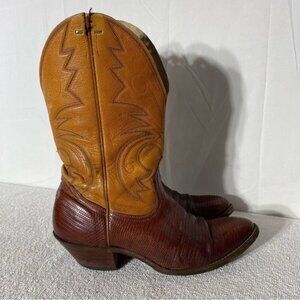 Vintage Leather Western Cowboy Boots With Vibram Soles 8.5